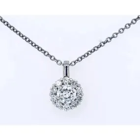 14KW Diamond Halo Style Pendant 0.50ctw