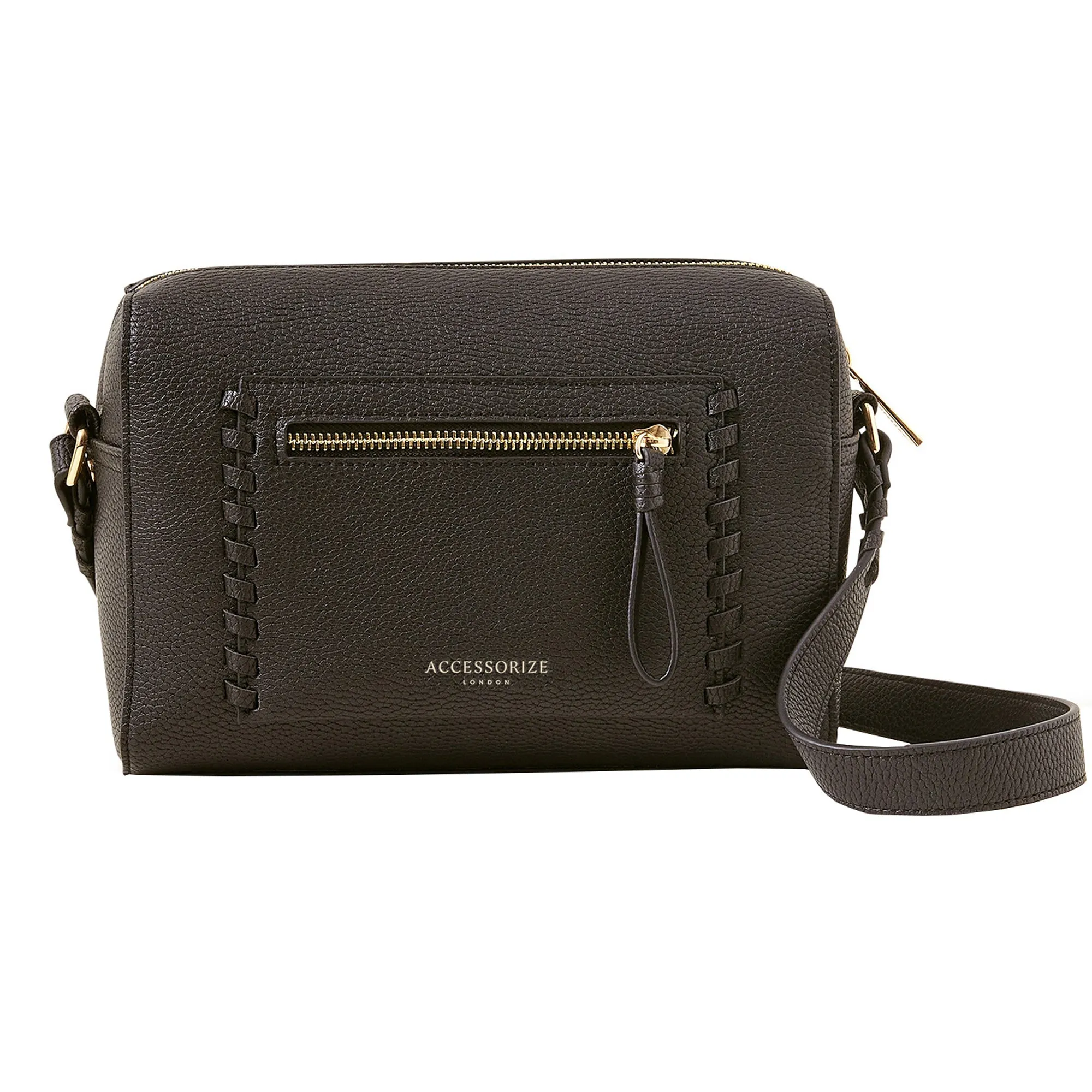 Accessorize London Women's Black Front Pocket Crossbody Bag