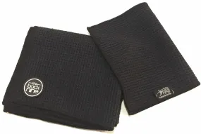 Aqua Pro 400A Waffle Weave Golf Towel Twin Pack - Black/Black