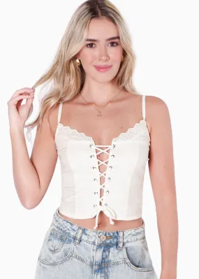 Blusa corta de tiras con ojaletes - ELZA