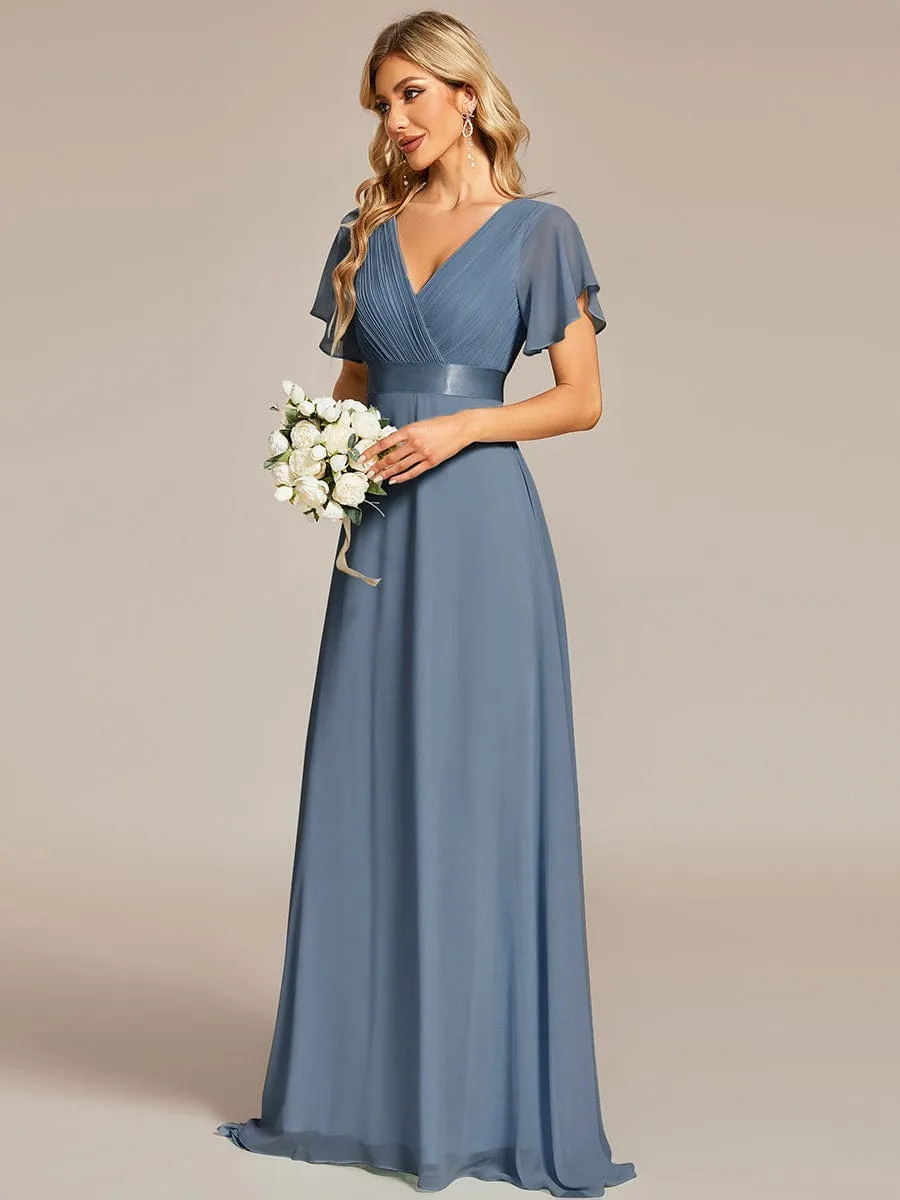 Dusty Blue and Navy Bridesmaid Gowns