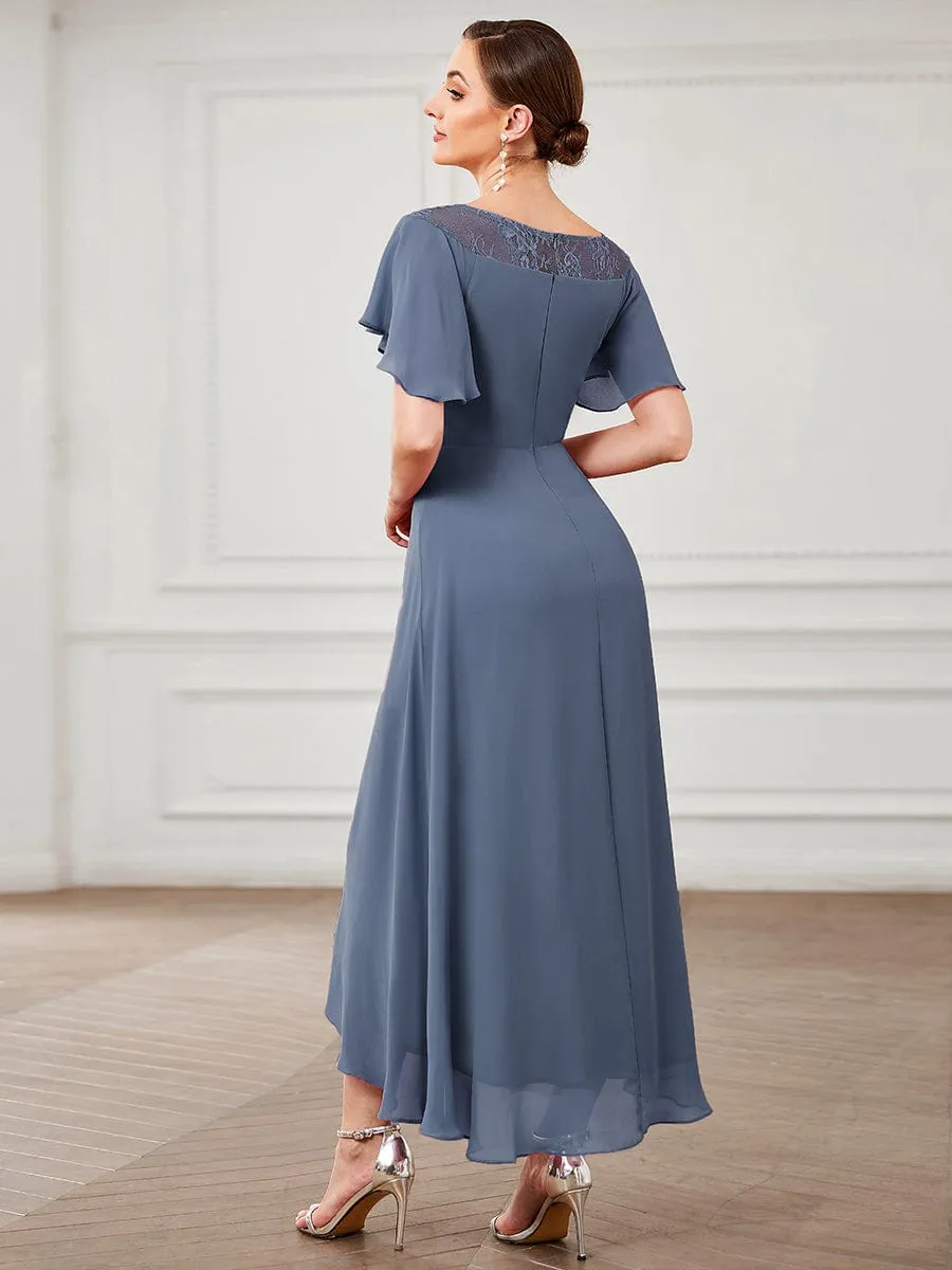 Dusty Blue and Navy Bridesmaid Gowns