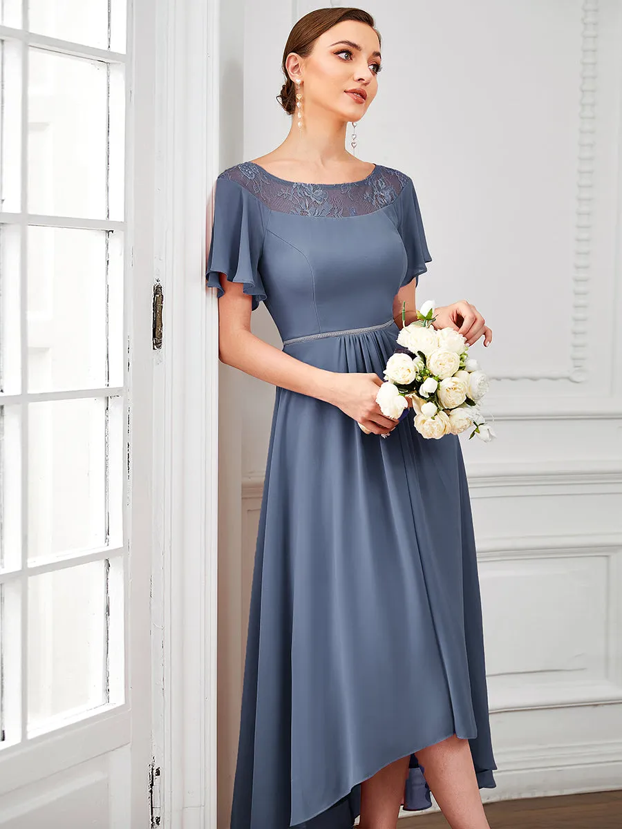 Dusty Blue and Navy Bridesmaid Gowns