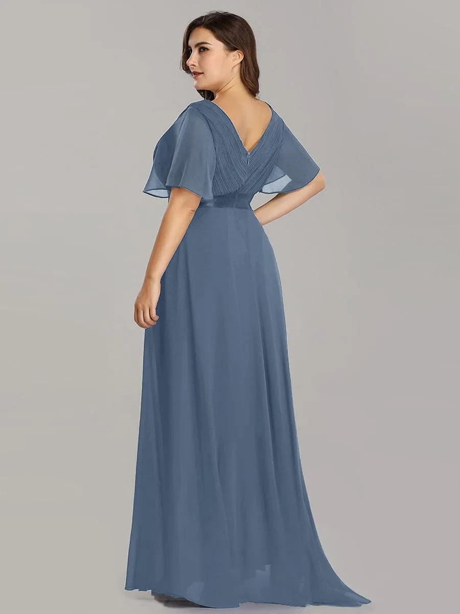 Dusty Blue and Navy Bridesmaid Gowns