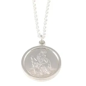 Hand Engraved Sterling Silver St Christopher Necklace