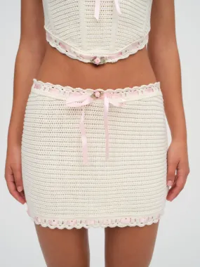 Kelsey Crochet Mini Skirt in Cream