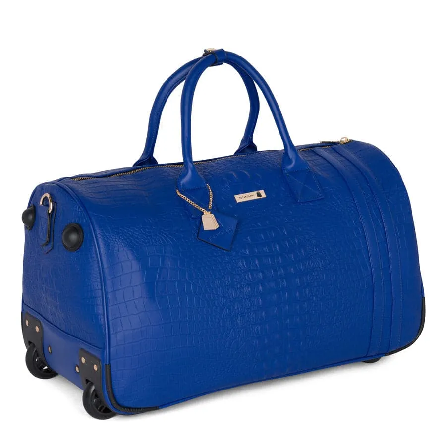 Royal Blue Apollo 2 Faux Crocodile Skin Backpack & Rolling Duffle Bag