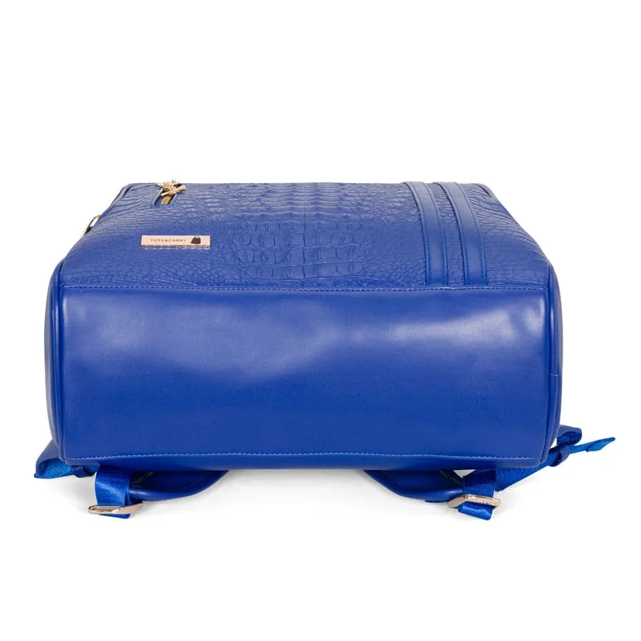 Royal Blue Apollo 2 Faux Crocodile Skin Backpack & Rolling Duffle Bag