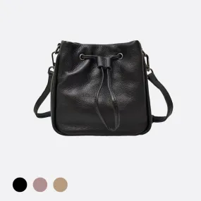 Women's genuine cowhide leather mini bucket bag V2